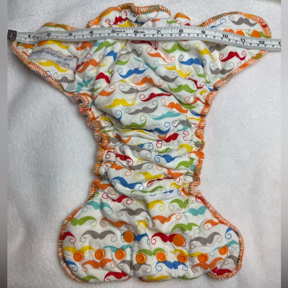 Sloomb bamboo fleece diaper with Multicolor Snaps, size Medium